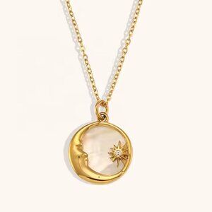 Passport Philosophy Moon and Star Shell Pendant